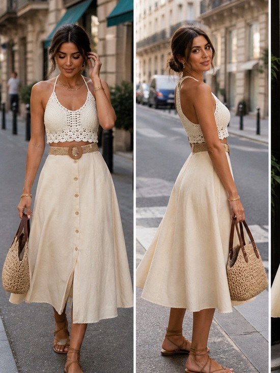Zara Dresses & Skirts - Zara Cream Button-Front Midi Skirt